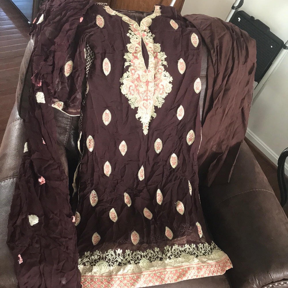 Pakistani India embroidery party wear 3 pc